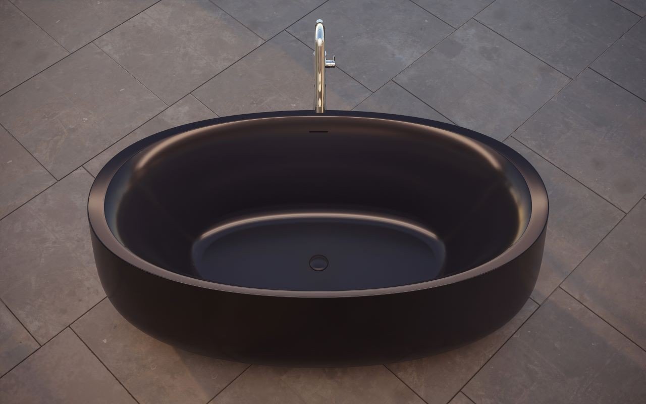 Aquatica Leah Black Freestanding Solid Surface Bathtub picture № 0